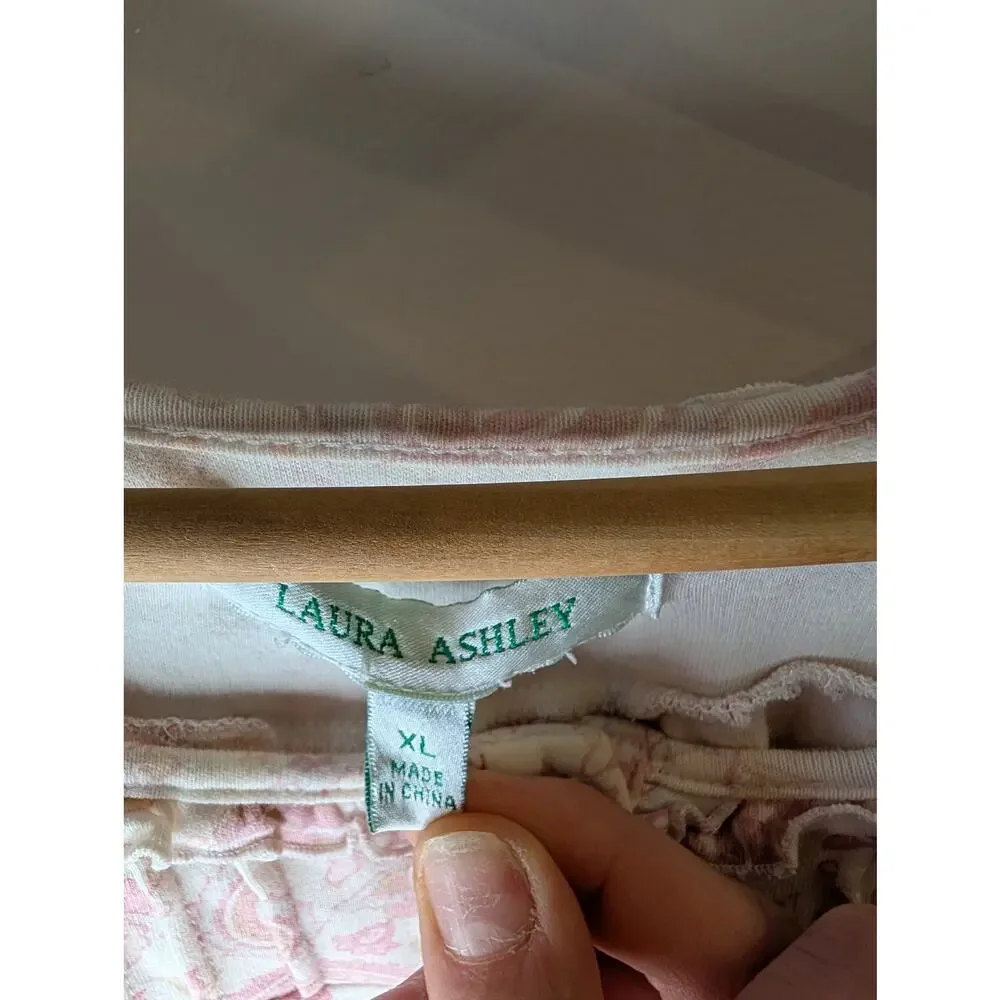 Laura Ashley Petal Pink Cotton Traditional Nightgown Sleep Romantic Cozy XL - Picture 3 of 8